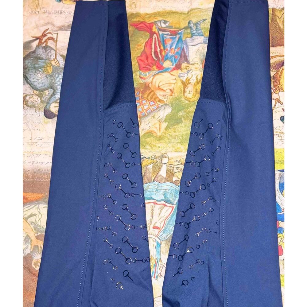 Horze Andrea High Waist Knee Patch Riding Tights Breeches US 24 EU 36 NWT Blue - Picture 15 of 15
